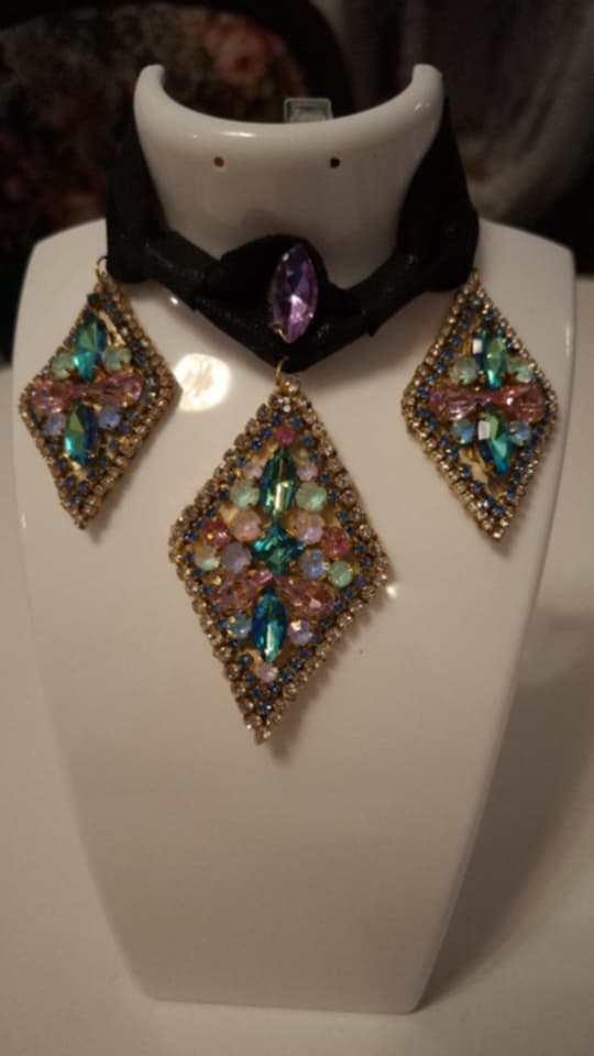 Crystal Symmetry – Luxury Baroque Choker & Earrings Set