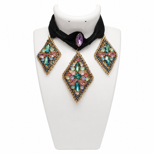 Crystal Symmetry – Luxury Baroque Choker & Earrings Set